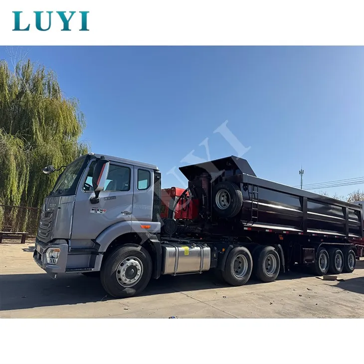 3- qag U-hom Hydraulic rear- pov tseg Semi-trailer