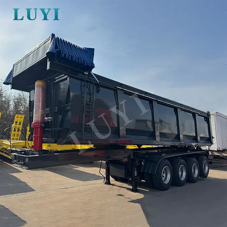 4-axle Hydraulic Pob Tseg Trailer Rau Cov Khoom Siv Thauj Khoom