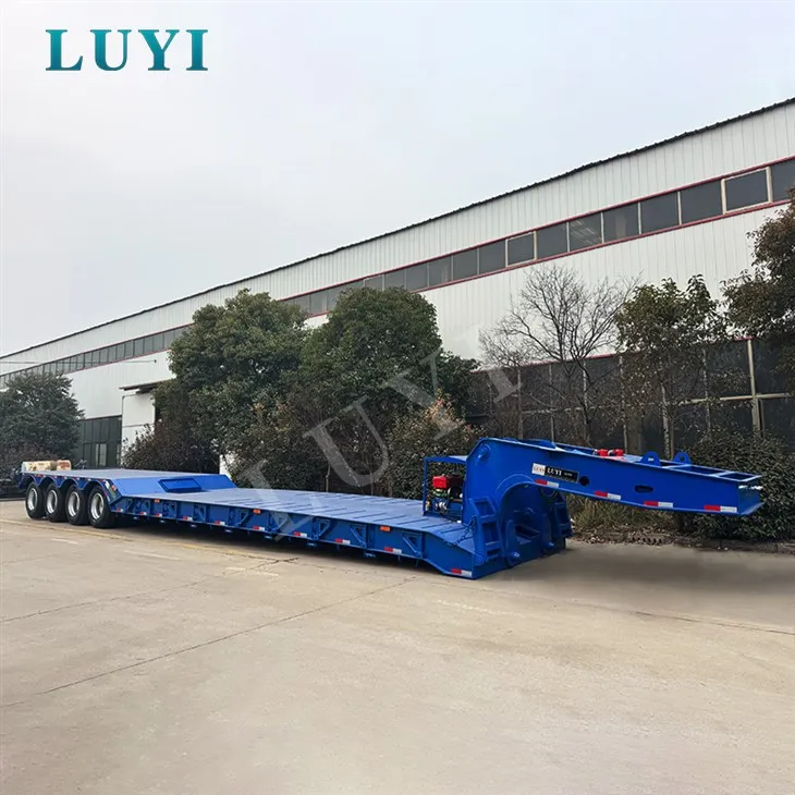 4 Axles Carbon Steel Thawv Hydraulic Ladder Lowbed Trailer