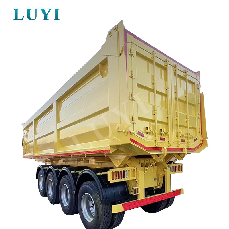 Plaub- qag nram qab -tipping Semi-trailer Nrog Lub Peev Xwm Thauj Ntawm 60-80 Tons