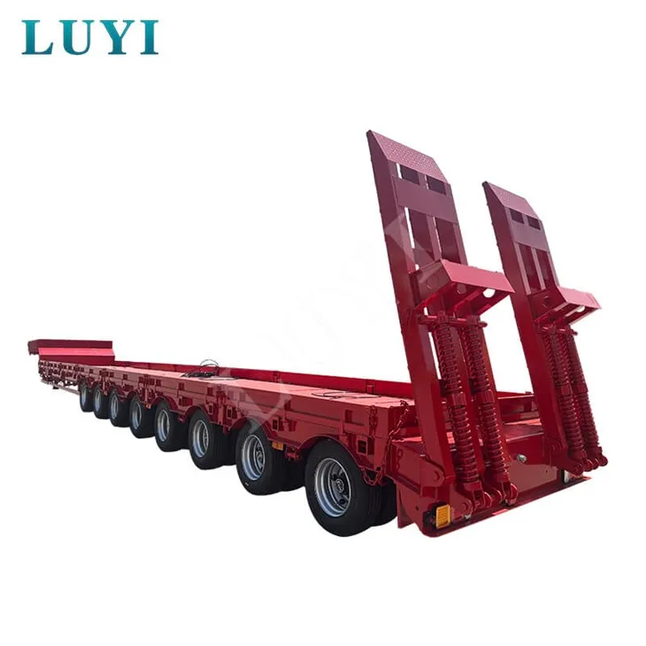 Thauj khoom 80 {{- 100 tons Gooseneck Hydraulic ntaiv Qav Tiaj Tiaj Tiaj Tav Semi Trailer