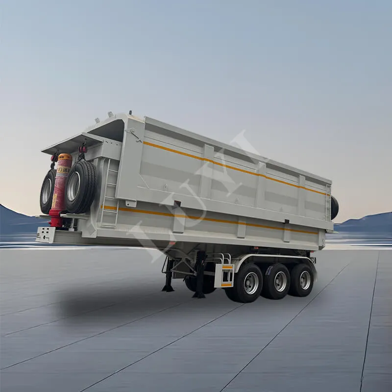 Peb {- qag 60 -}} 80 tev tsheb cav {}} Tipping Pob Tseg Pob Tseg Semi-Trailer